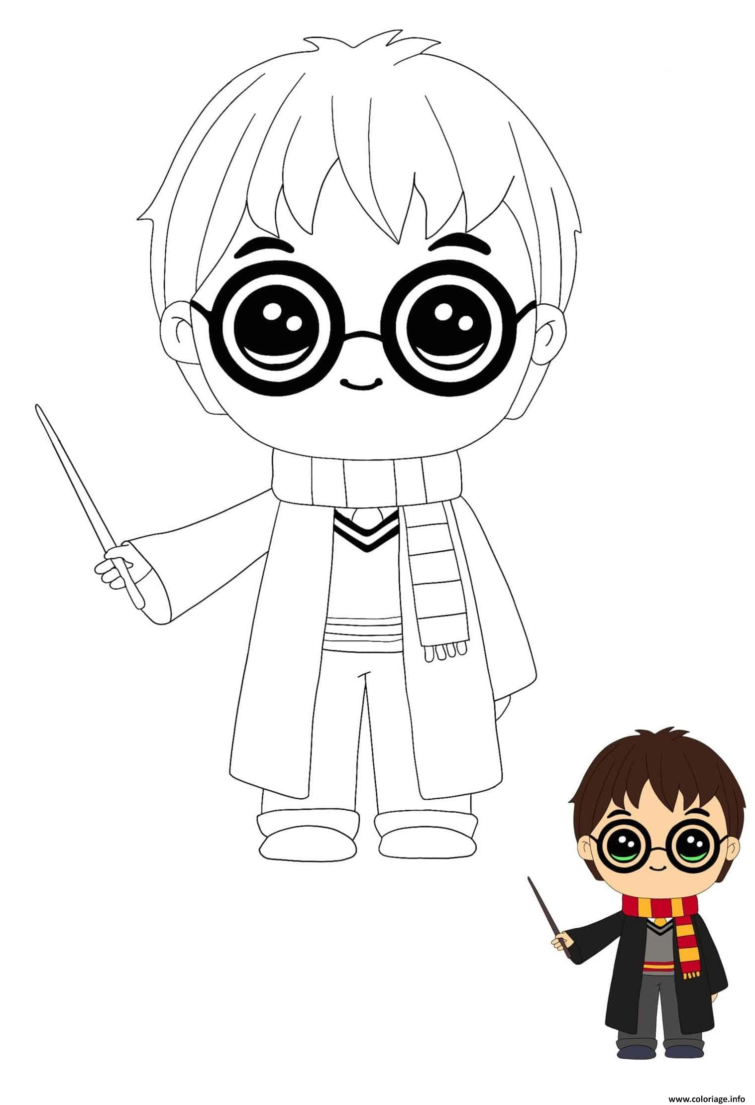 Coloriage Kawaii Harry Potter Dessin Harry Potter À Imprimer à Coloriage Dessin Kawaii