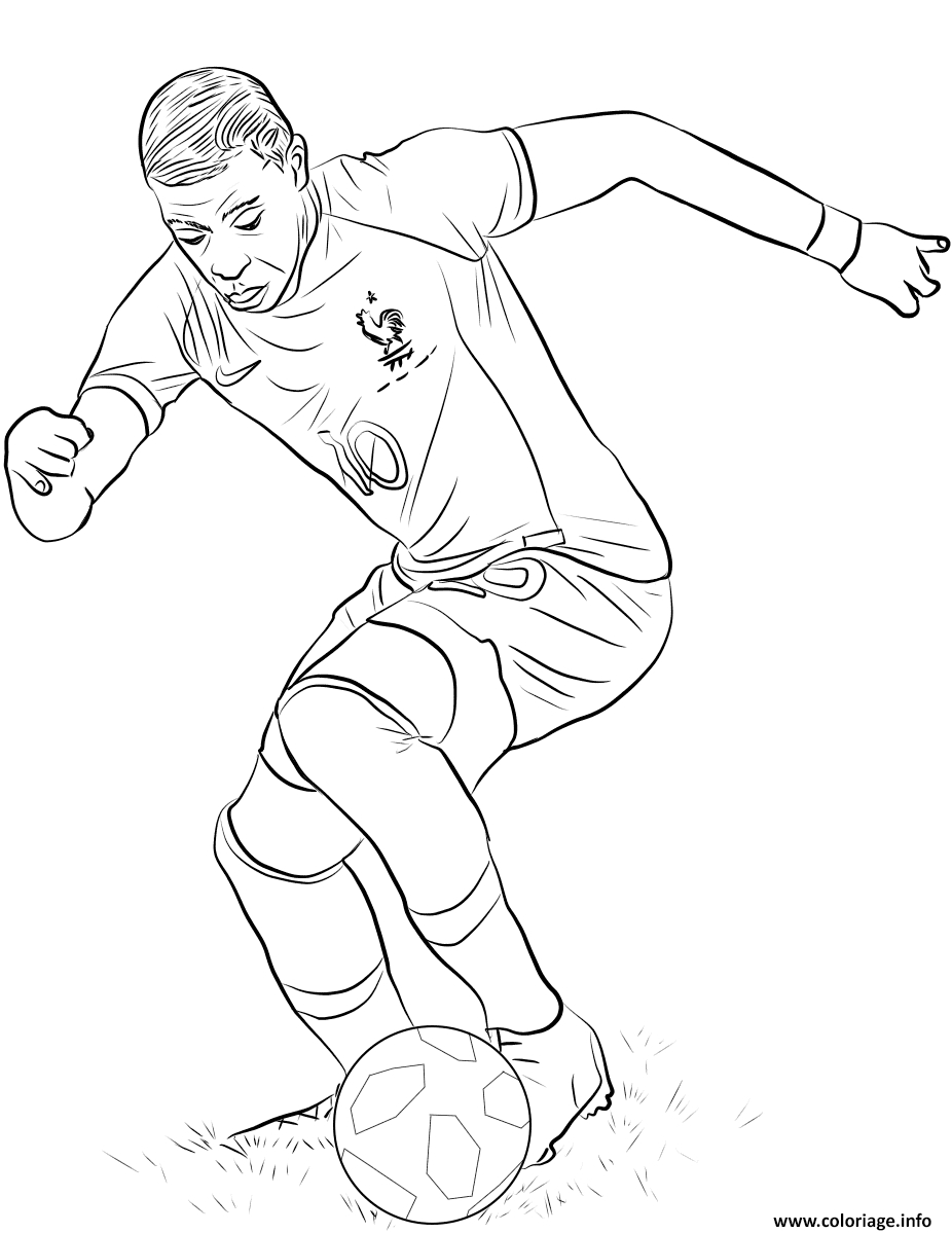 Coloriage Kylian Mbappe Joueur France Coupe Du Monde 2018 intérieur M À Colorier