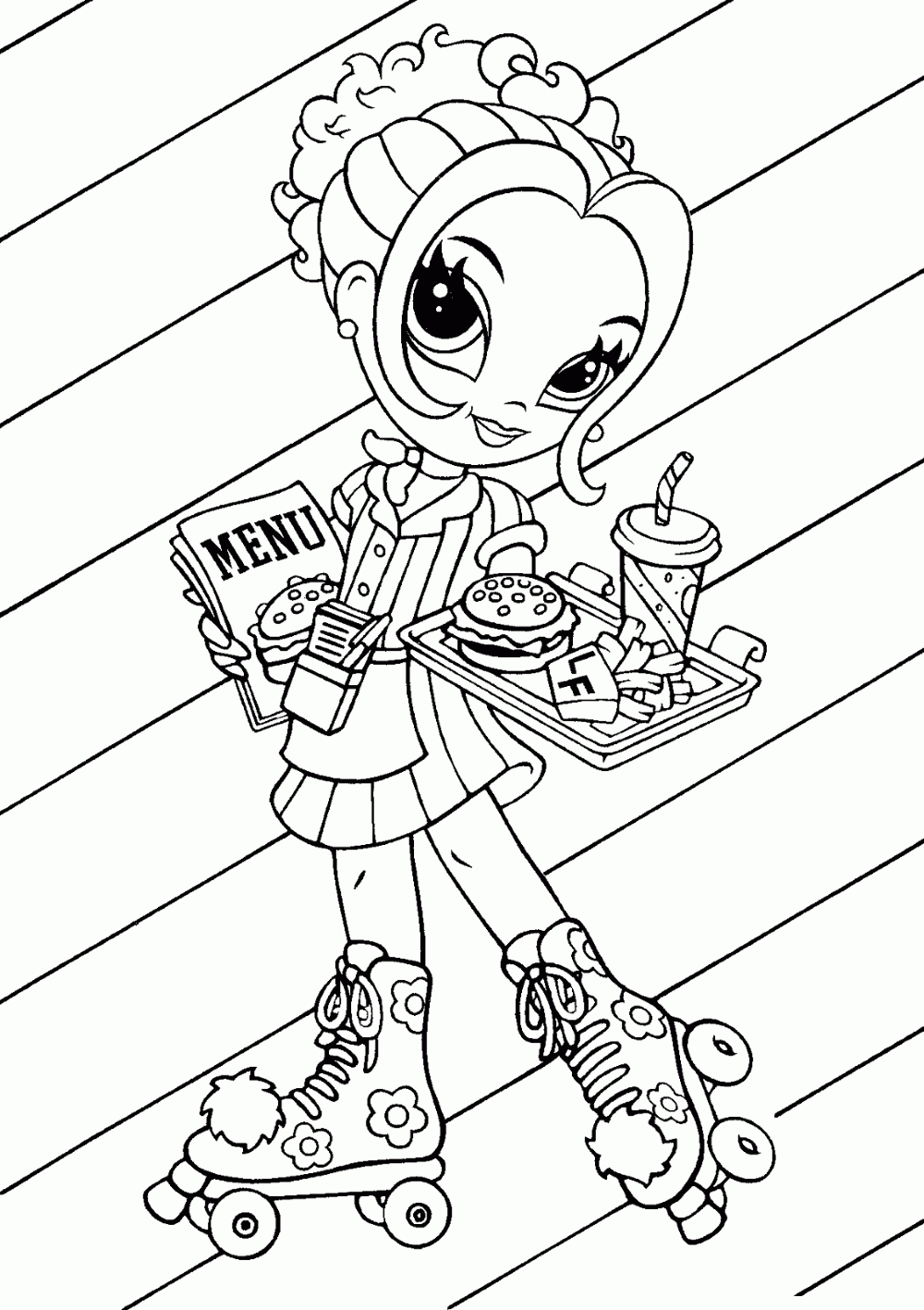 Coloriage - La Fille Sur Patins À Roulettes avec Coloriage Fille