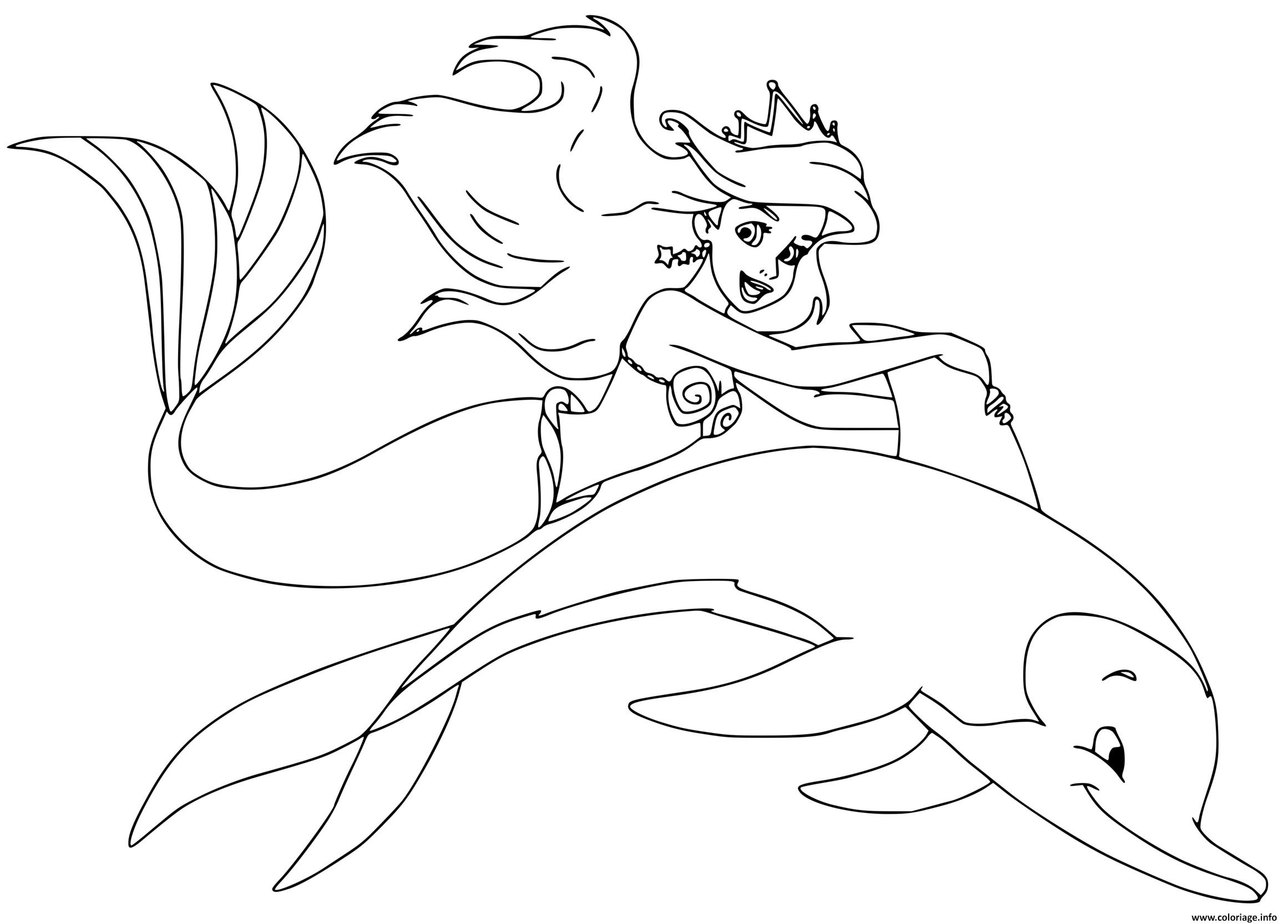 Coloriage La Petite Sirene Ariel La Plus Jeune Des 7 concernant Coloriage Sirène,