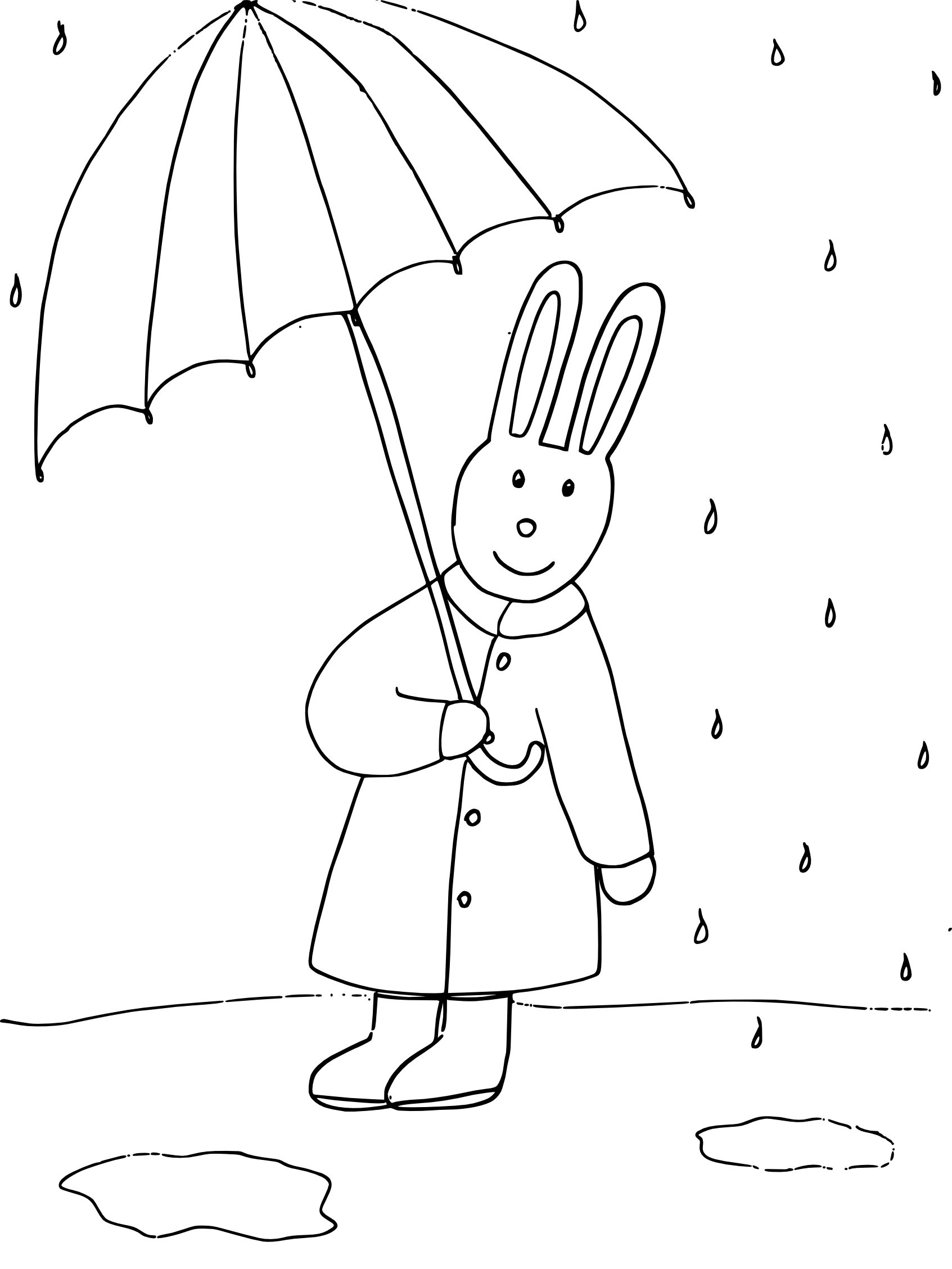 Coloriage Lapin Avec Un Parapluie À Imprimer destiné Un Dessin À Imprimer