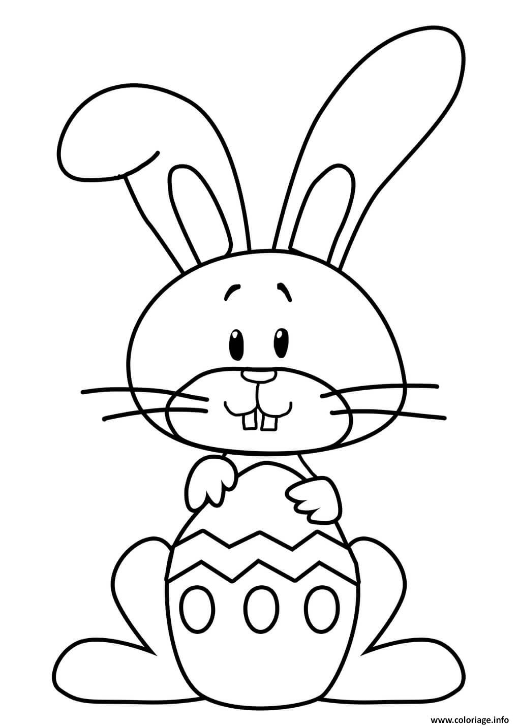 Coloriage Lapin De Paques Facile Dessin Paques Facile À destiné Coloriage Dessin Lapin