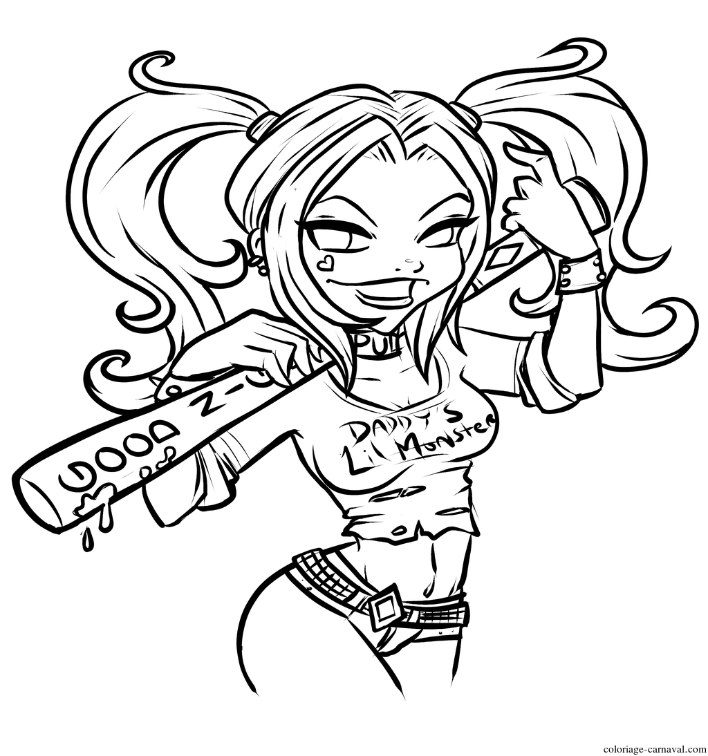 Coloriage Lapin Equilibriste Avec Un Oeuf Dessin Gratuit à Coloriage Dessin Harley Quinn