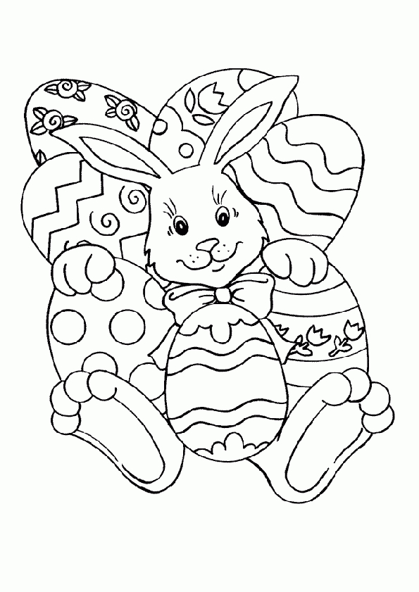 Coloriage Lapin Paques 1 Sur Hugolescargot intérieur Dessin Lapin De Pâques Facile,