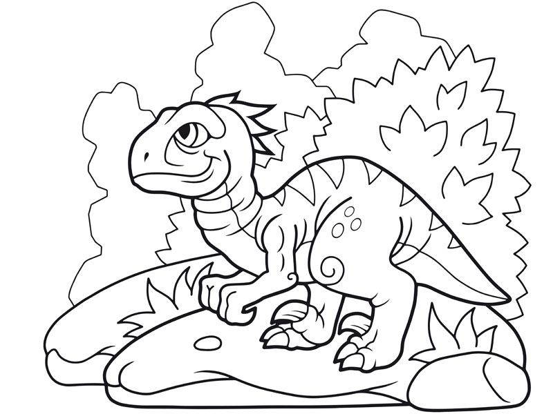 Coloriage : Le Dinosaure Sur Son Rocher destiné Coloriage Dessin Dinosaure