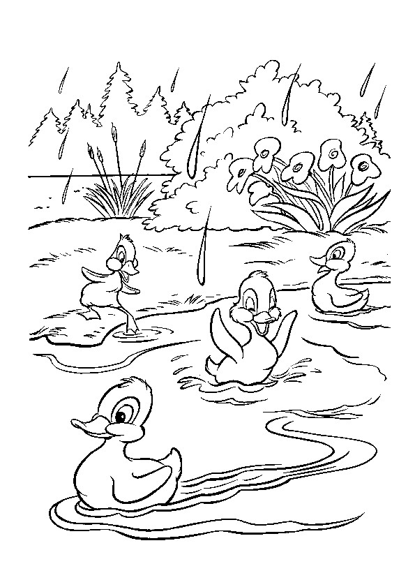 Coloriage Les Canetons Aiment L&amp;#039;Eau Dessin Gratuit À Imprimer pour Coloriage Étang Dessin