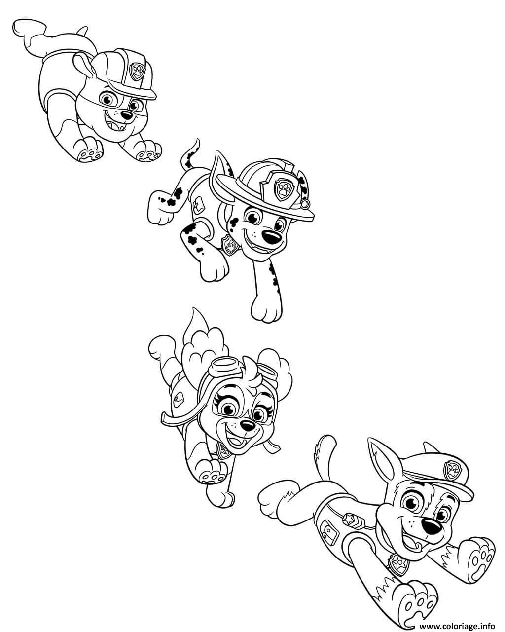 Coloriage Les Chiots De Pat Patrouille Font Des Sauts dedans Coloriage Dessin Animé Pat Patrouille