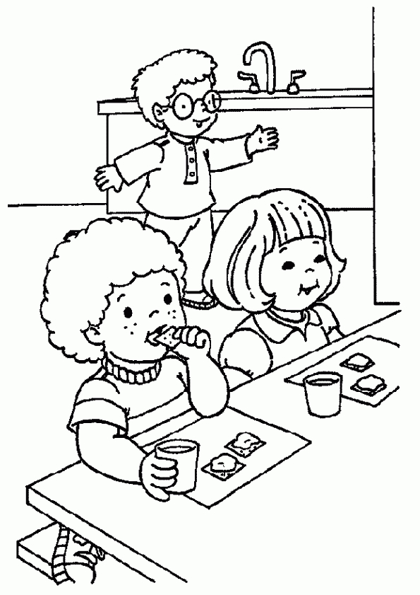 Coloriage Les Elèves Goûter À L&amp;#039;Ecole à Coloriage Dessin Ecole