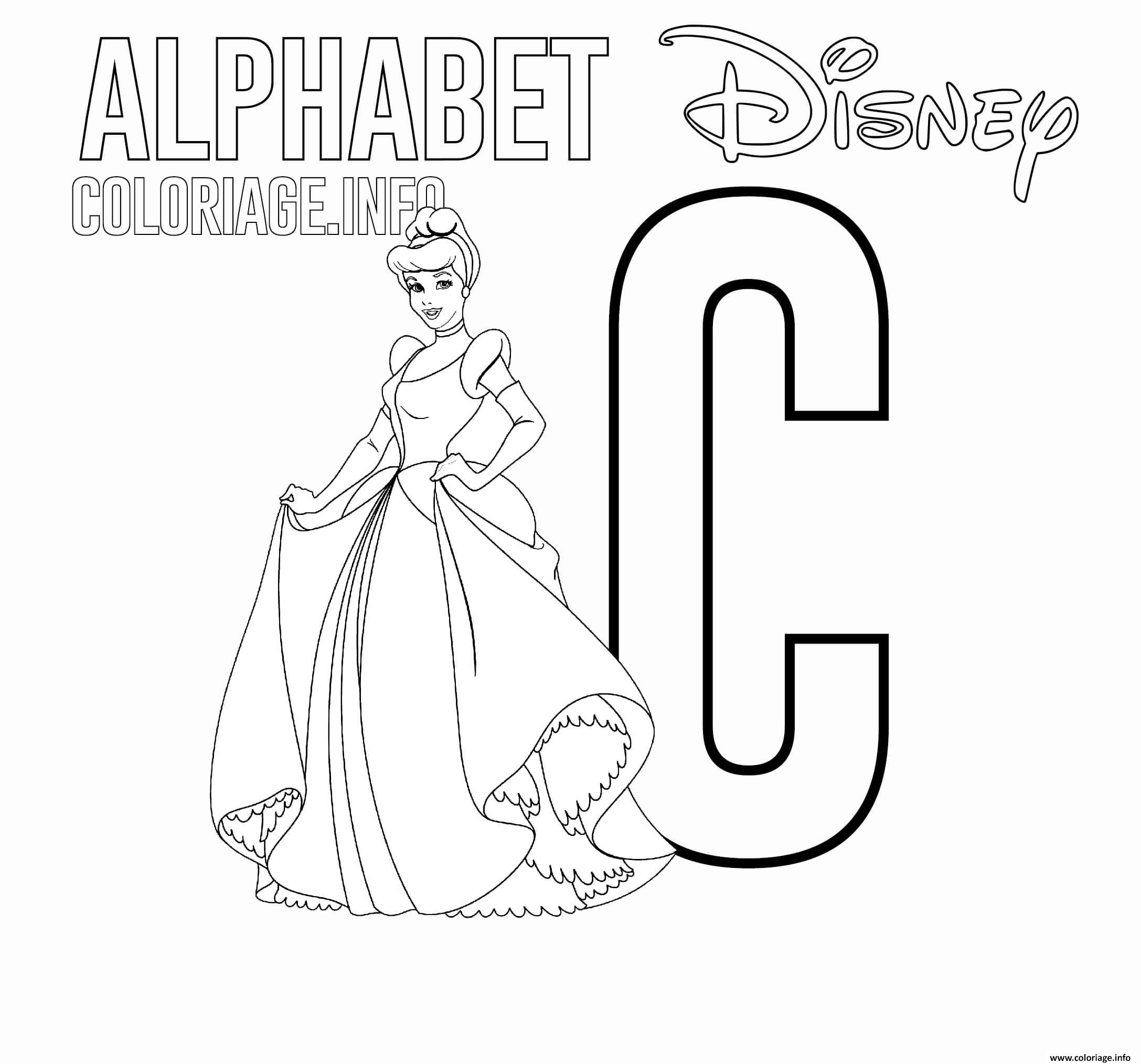 Coloriage Lettre C Pour Cinderella Dessin Alphabet Disney encequiconcerne M À Colorier