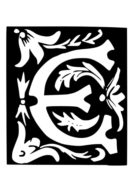 Coloriage Lettre Décorative - E - Coloriages Gratuits À tout Lettre E Coloriage