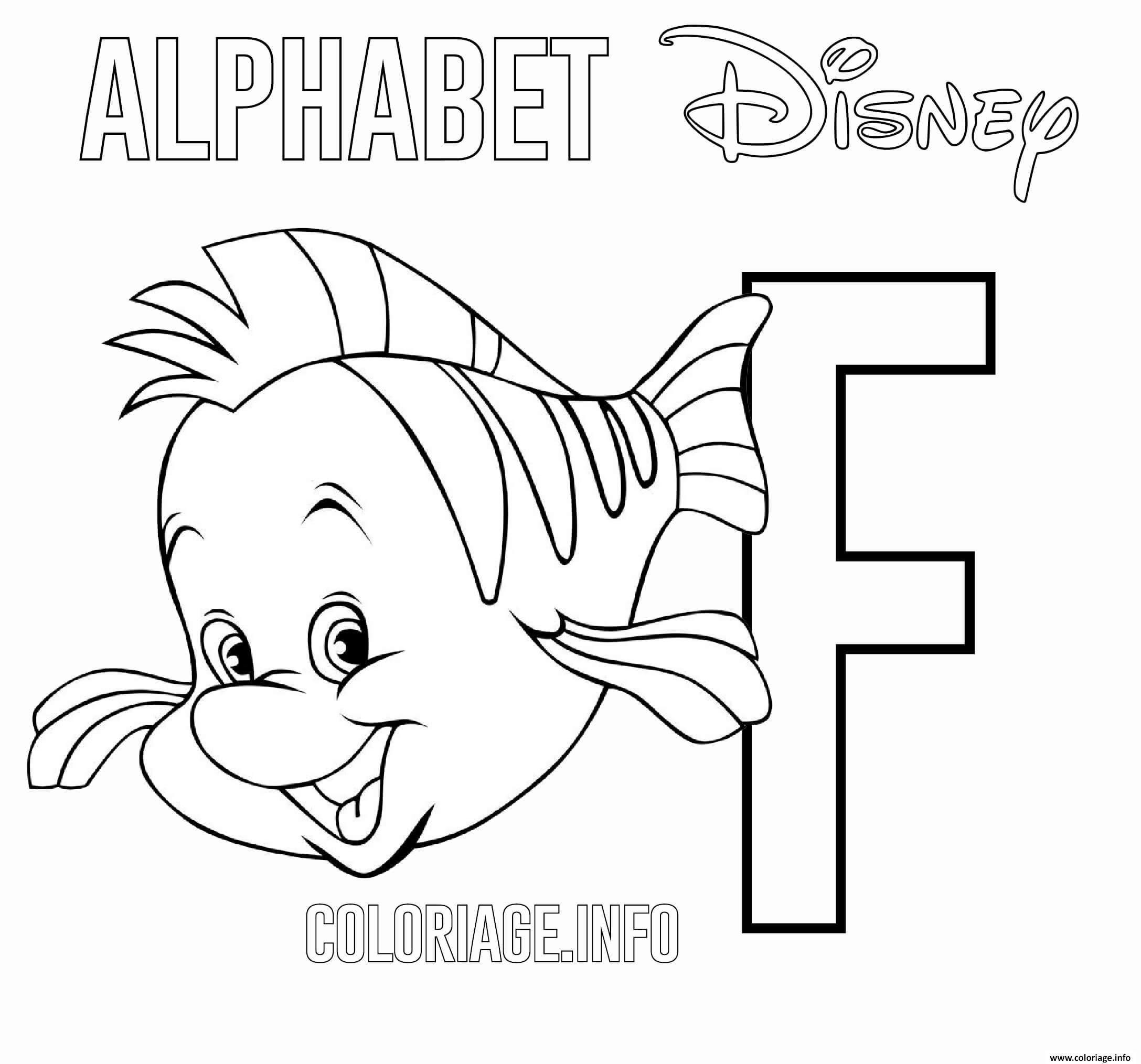 Coloriage Lettre F Pour Flounder Dessin Alphabet Disney À à Lettre G Dessin