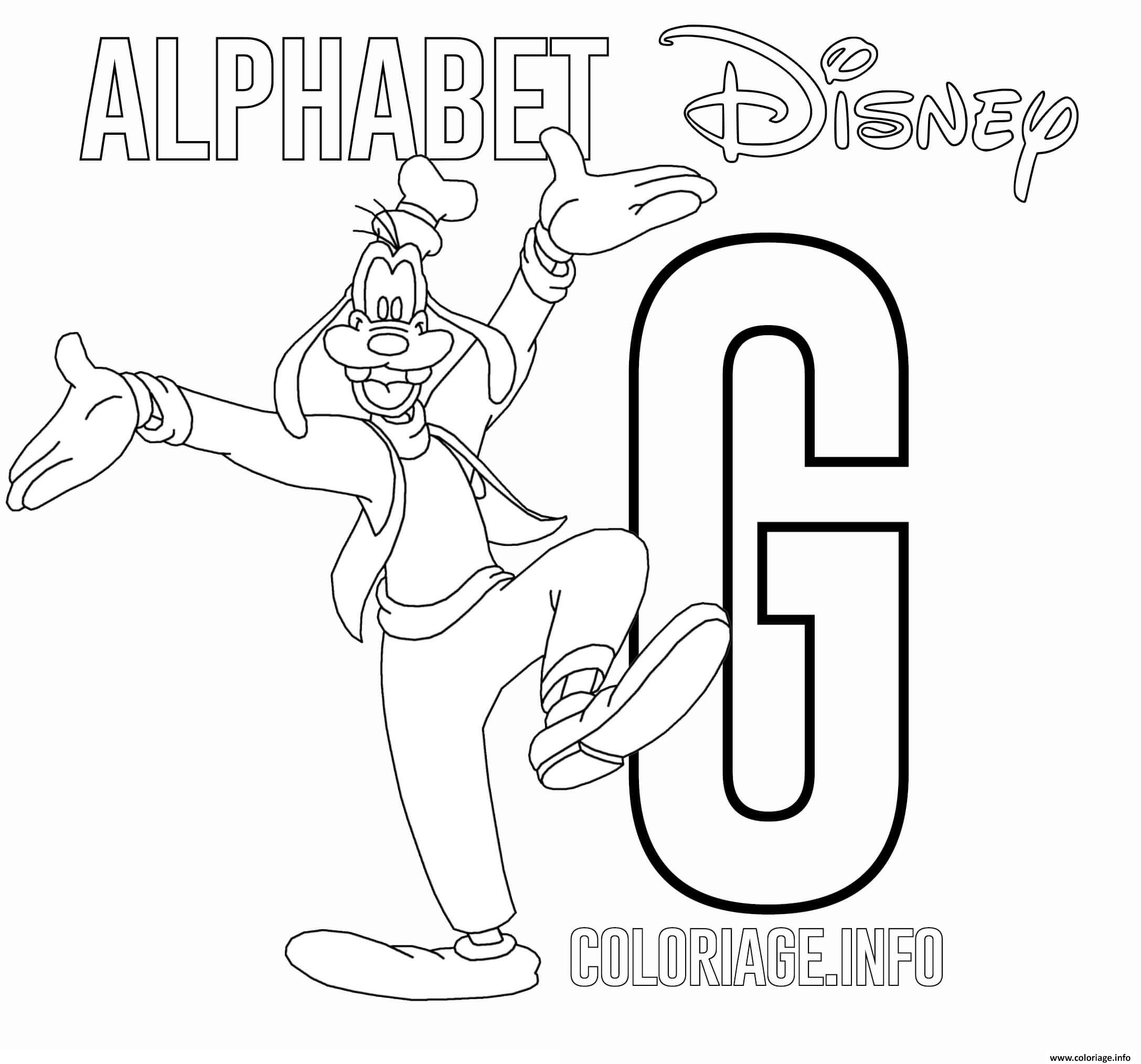 Coloriage Lettre G Pour Goofy Dessin Alphabet Disney À serapportantà Lettre G Dessin