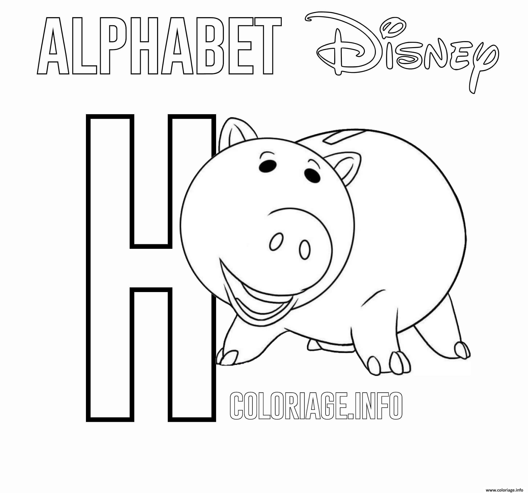 Coloriage Lettre H Pour Hamm De Toy Story Dessin Alphabet pour H Dessin