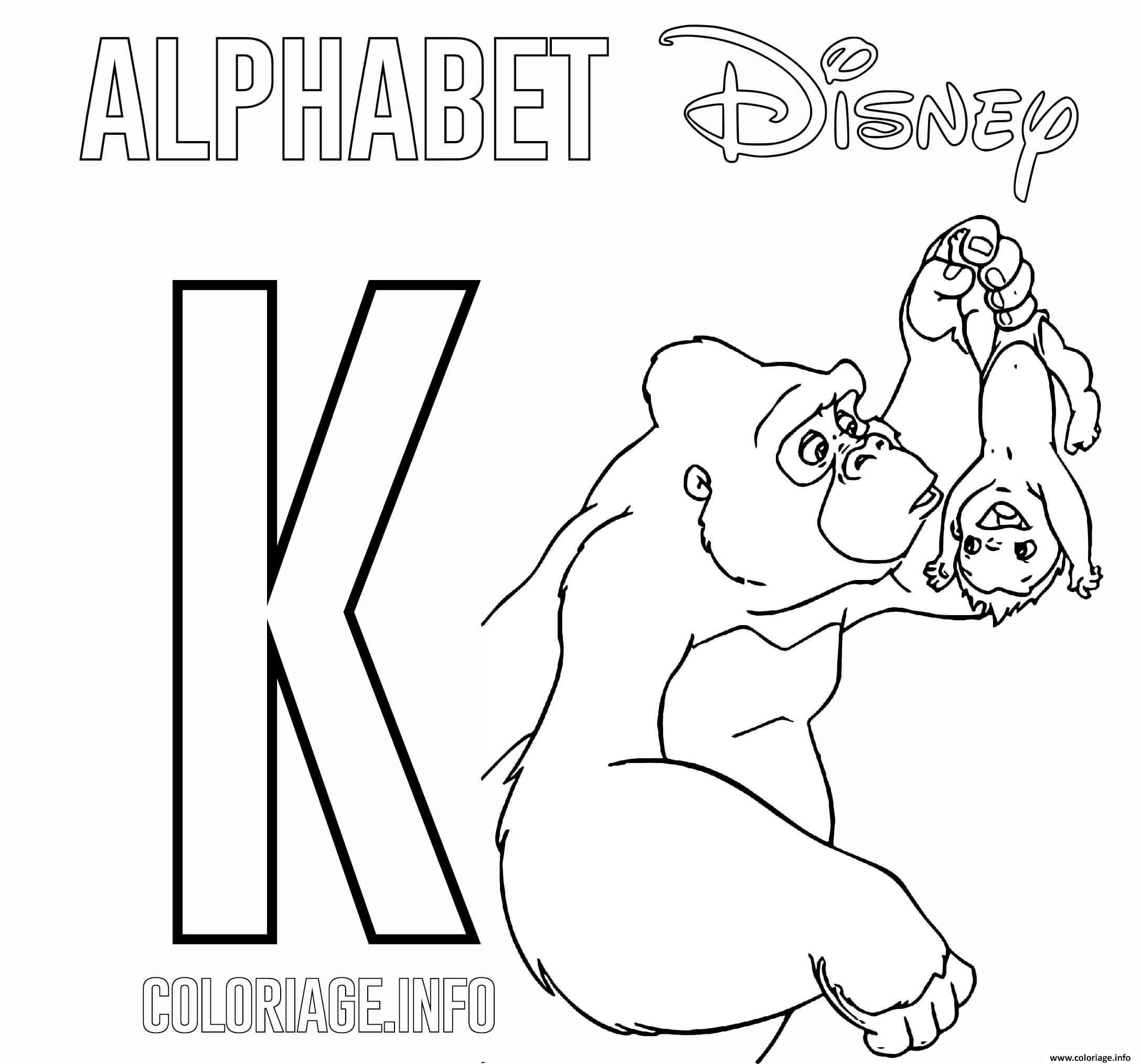 Coloriage Lettre K Pour Kala De Tarzan Dessin Alphabet intérieur Calligraphie Lettre K Dessin