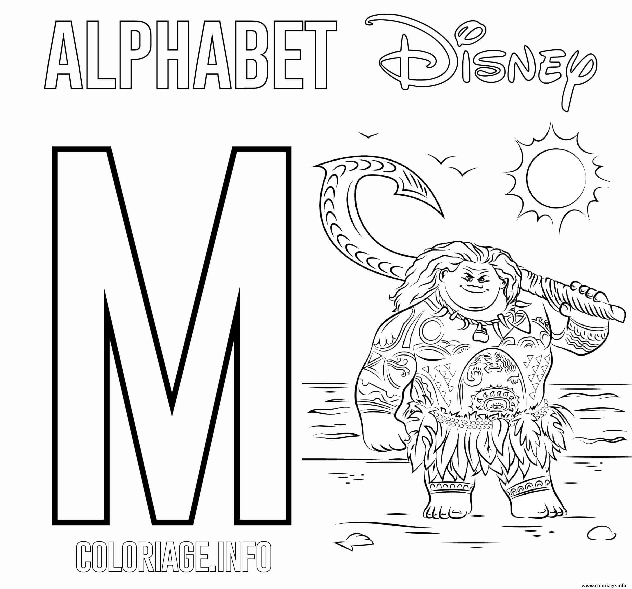 Coloriage Lettre M Pour Maui De Moana Disney Dessin pour Lettre L Coloriage