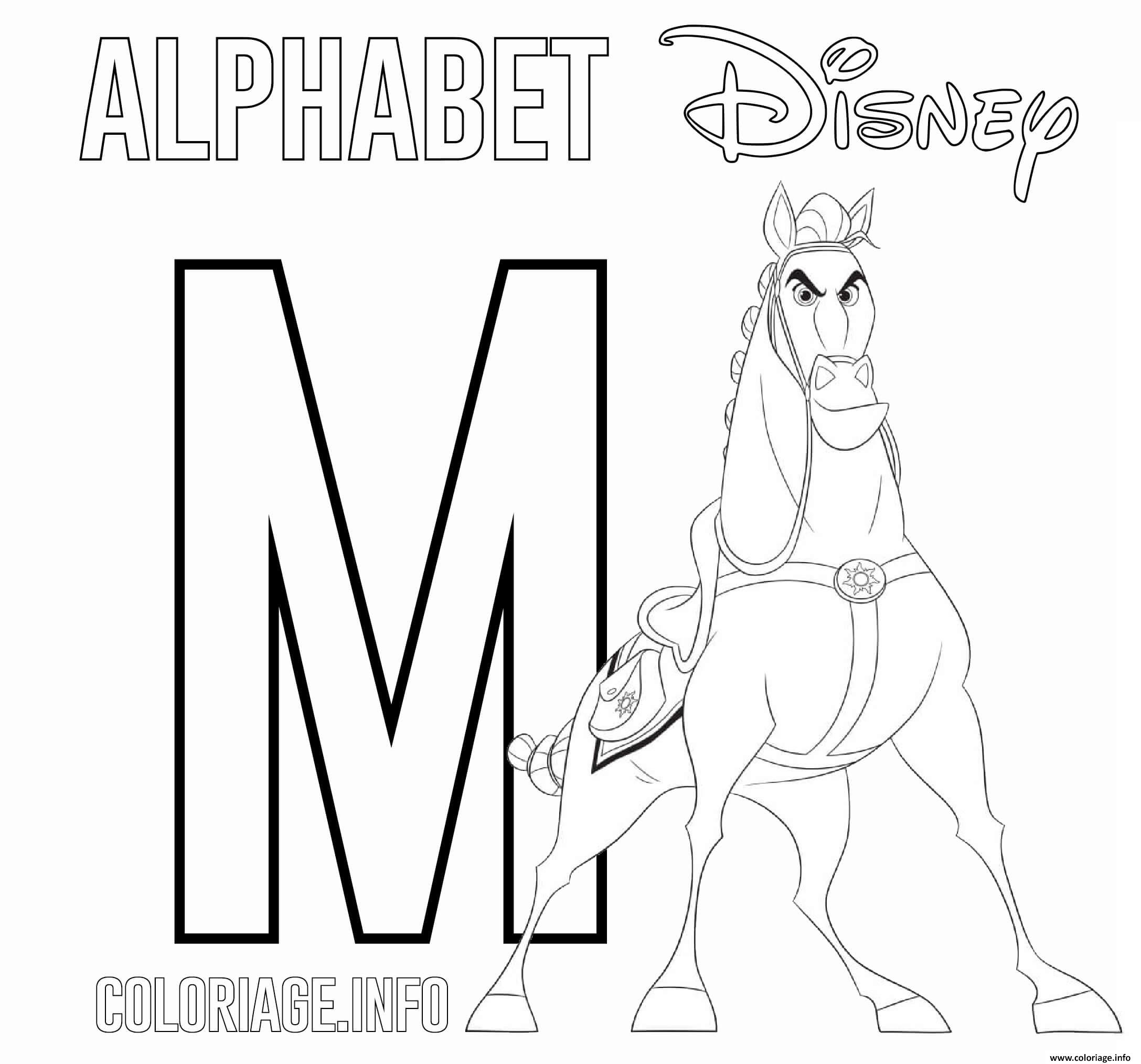 Coloriage Lettre M Pour Maximus Disney Dessin Alphabet avec K Dessin Lettre