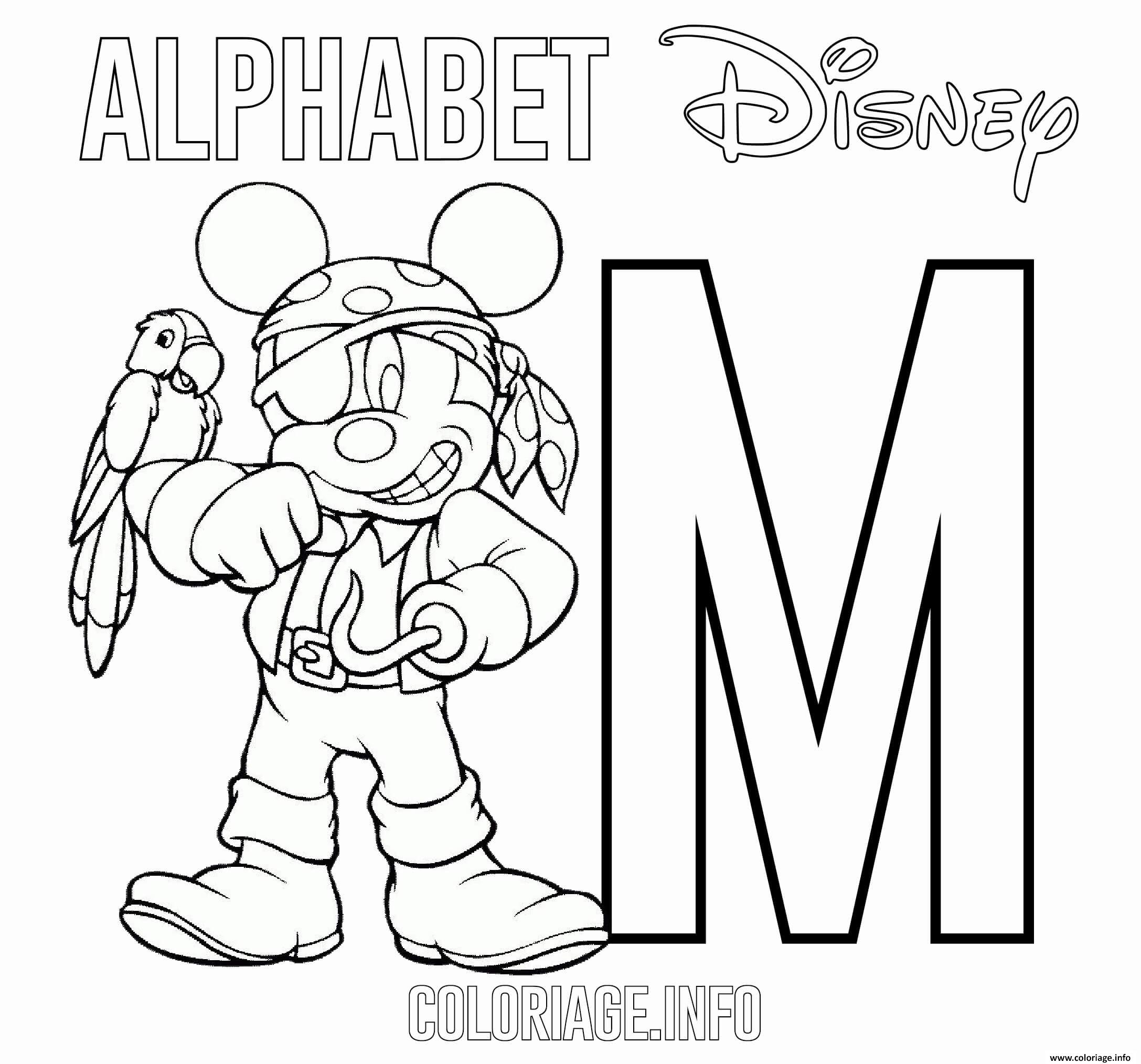 Coloriage Lettre M Pour Mickey Mouse Pirate Disney Dessin pour Coloriage Magique Lettre E