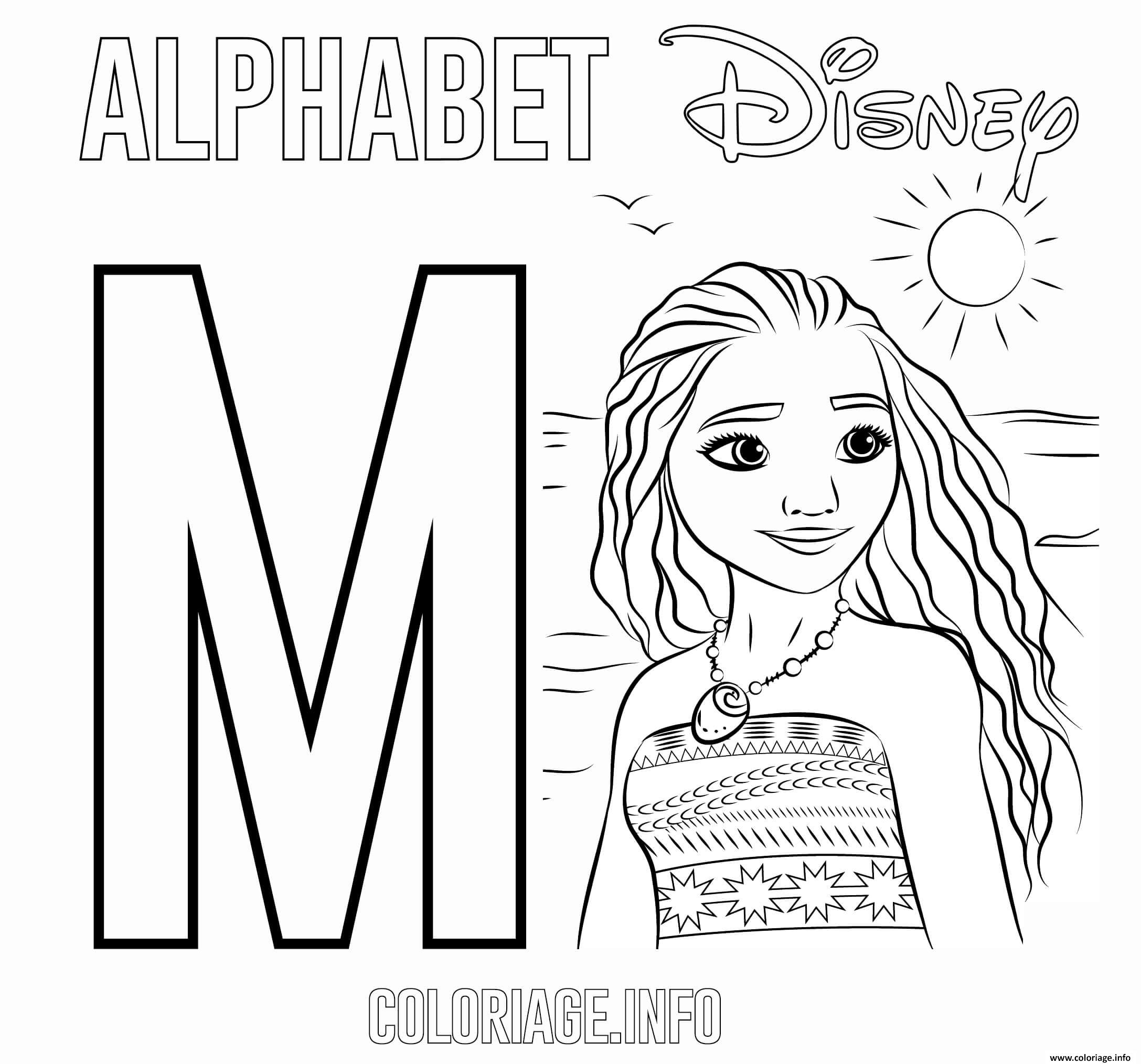 Coloriage Lettre M Pour Moana Disney Dessin Alphabet à Lettre O Coloriage