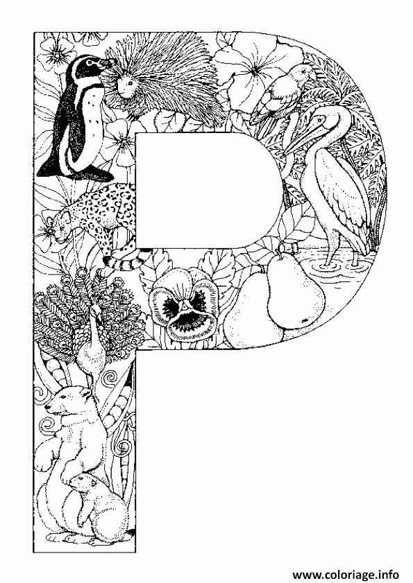 Coloriage Lettre P Alphabet Animaux Dessin Alphabet À Imprimer intérieur La Lettre D Coloriage