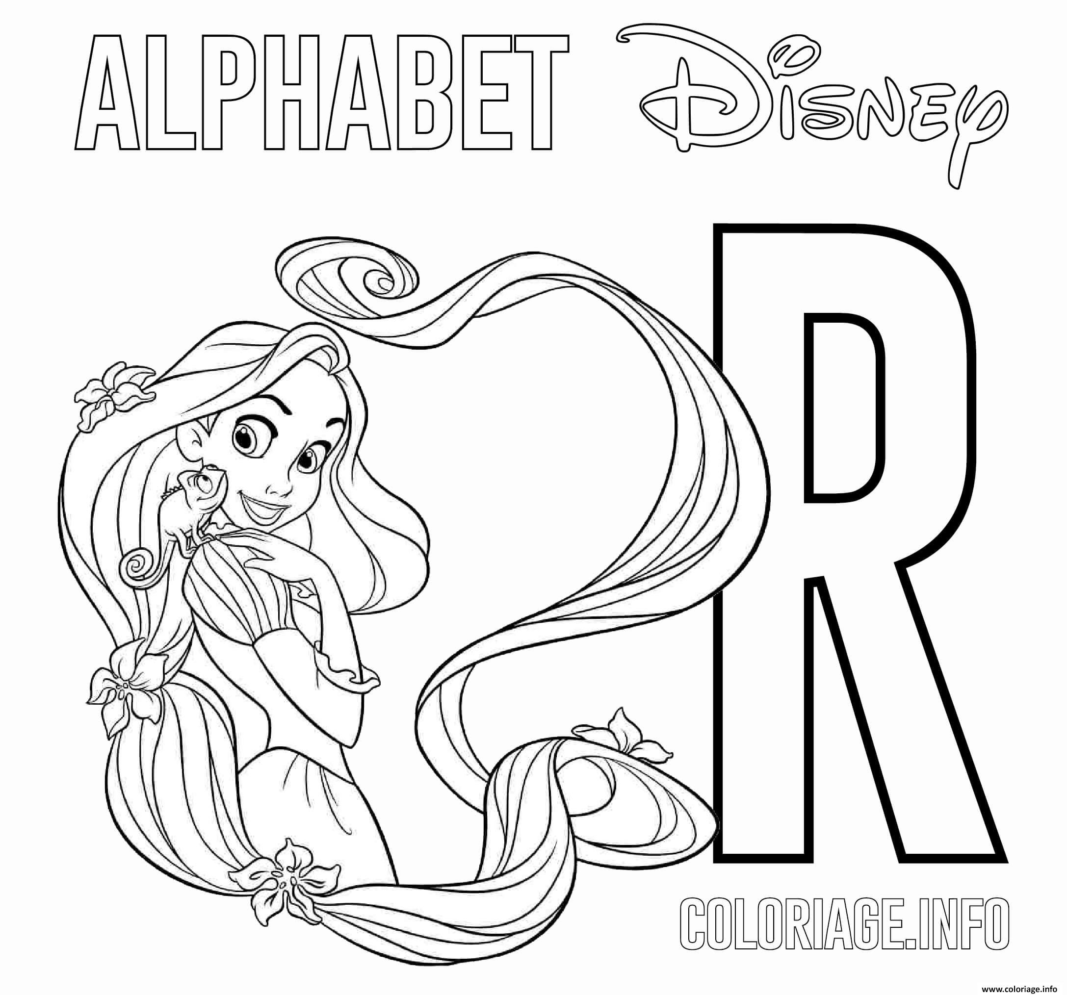 Coloriage Lettre R Pour Rapunzel Disney Dessin Alphabet concernant R Dessin