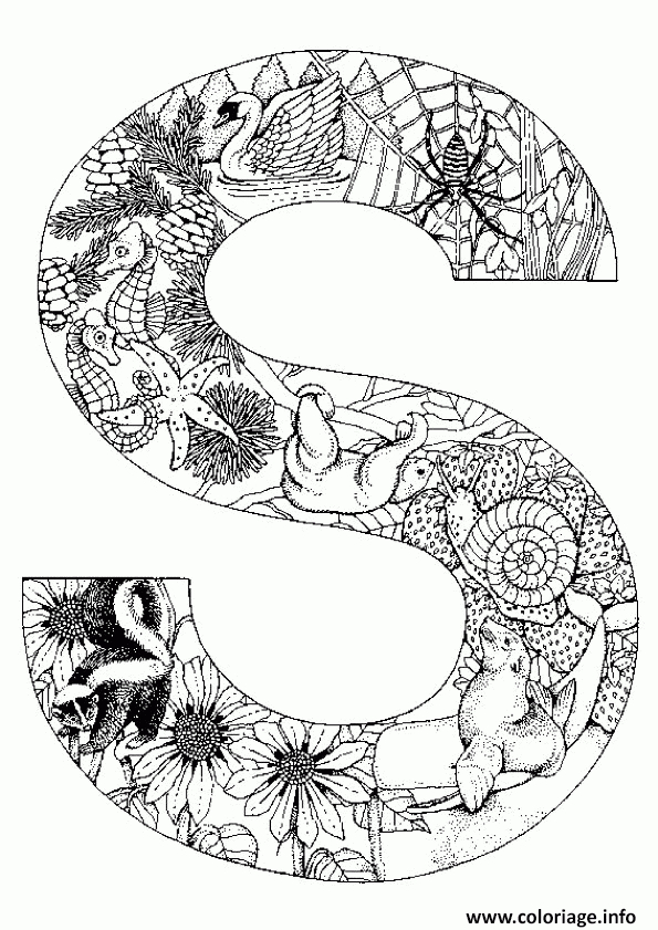 Coloriage Lettre S Alphabet Animaux - Jecolorie concernant Dessin Lettre K Stylé