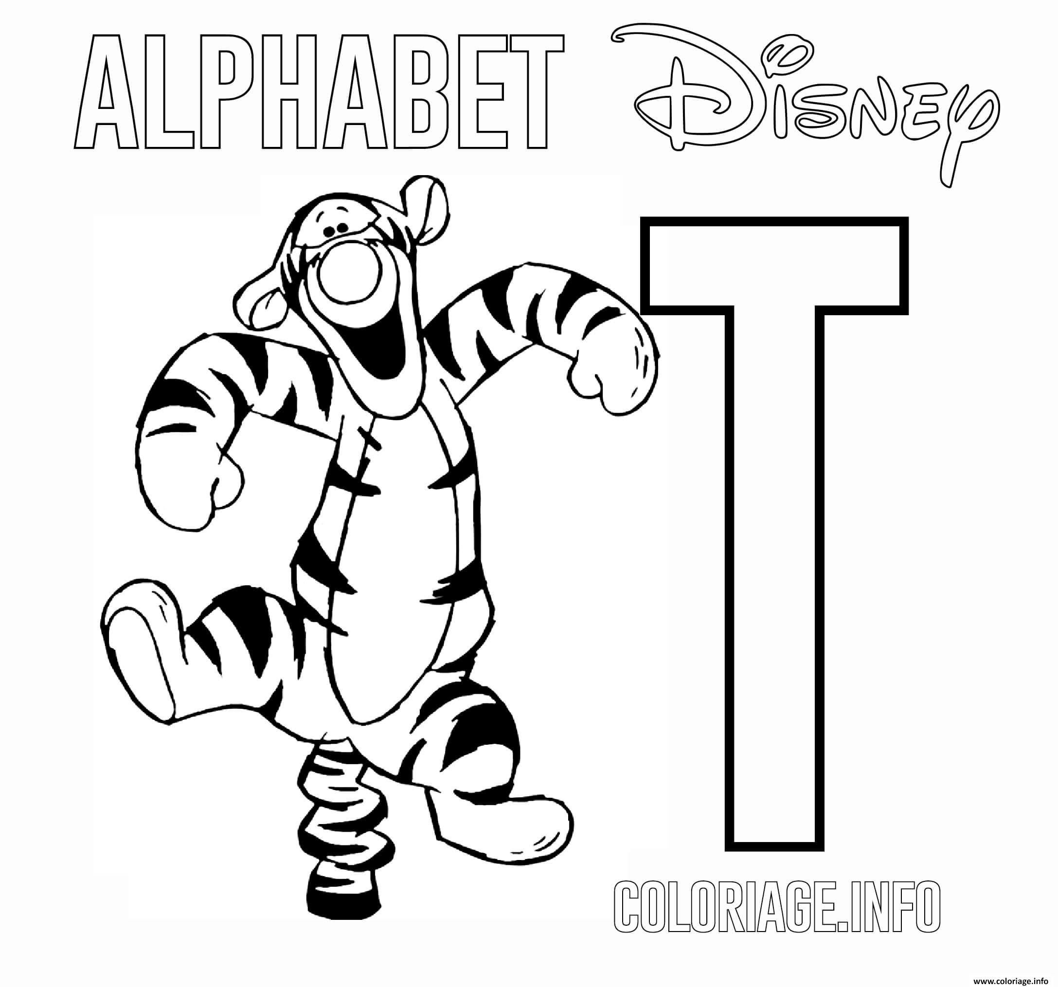 Coloriage Lettre T Pour Tigger Dessin Alphabet Disney À concernant Lettre N Coloriage