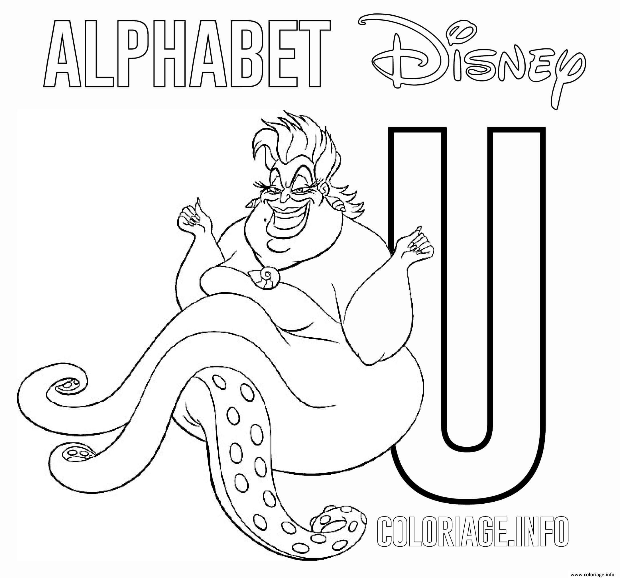 Coloriage Lettre U Pour Ursela Dessin Alphabet Disney À à Lettre M Coloriage