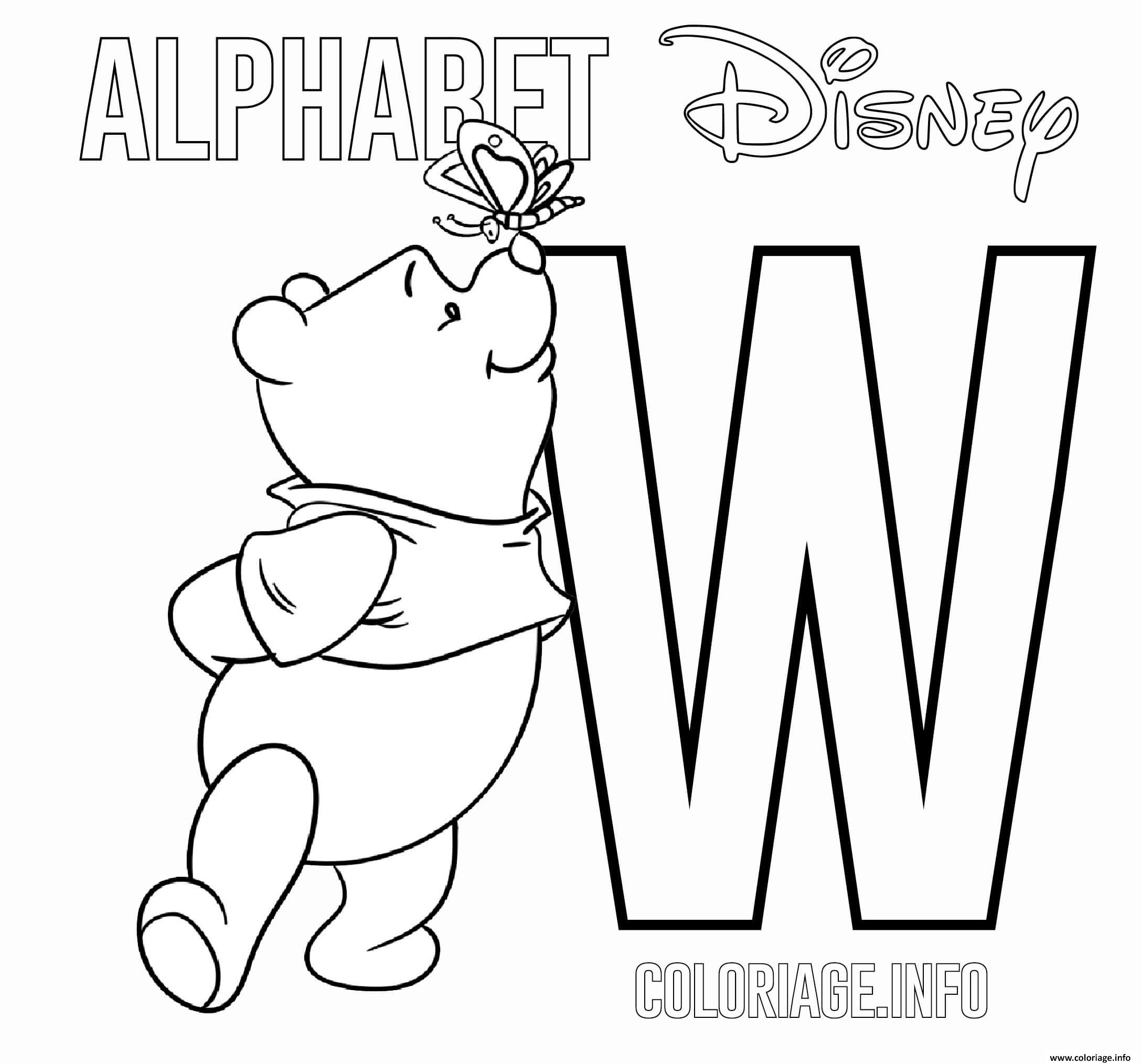 Coloriage Lettre W Winnie The Pooh Alphabet Disney Dessin avec B À Colorier