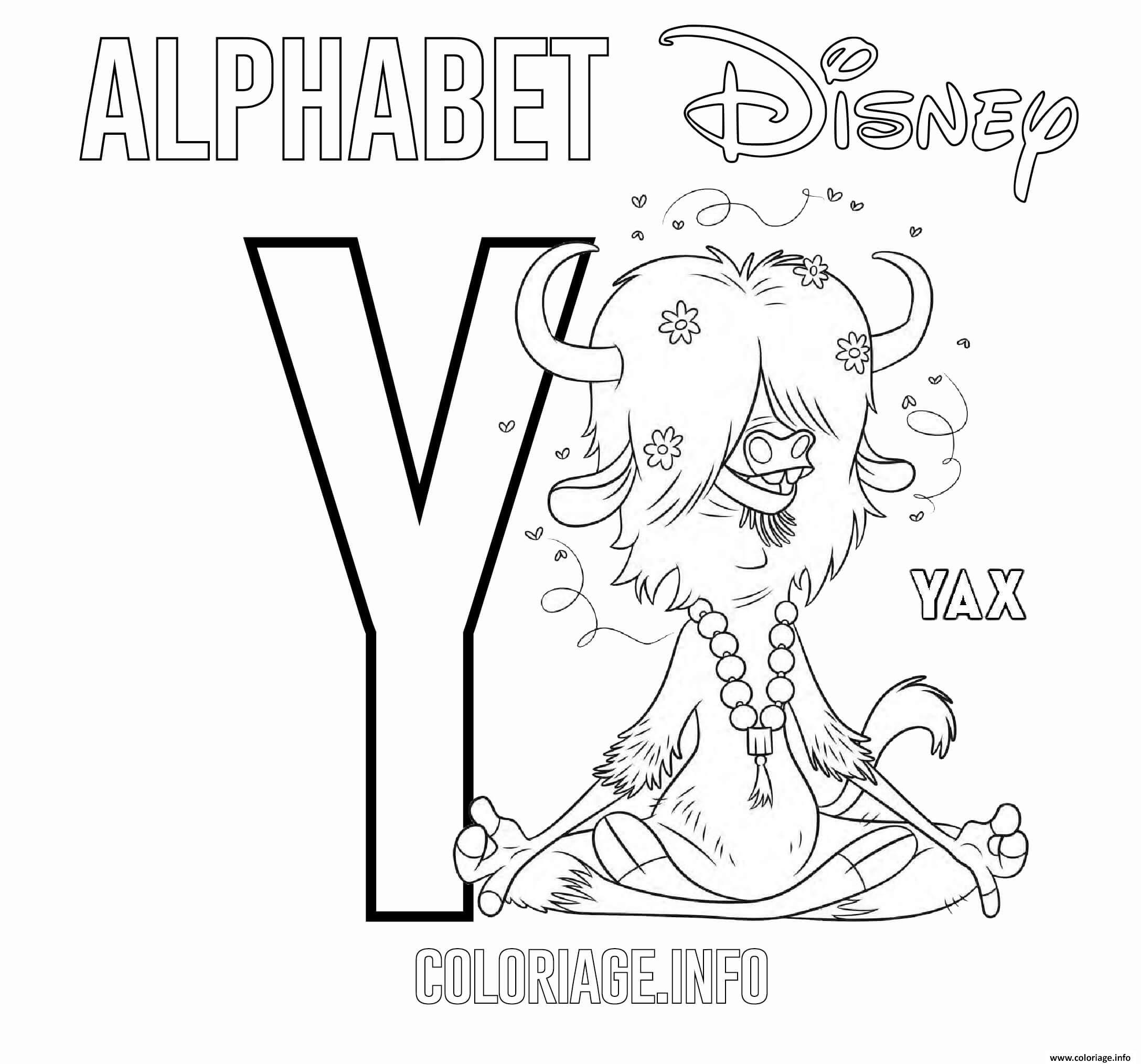 Coloriage Lettre Y Pour Yax De Zootopia Dessin Alphabet destiné Dessin A Imprimer Y Love You