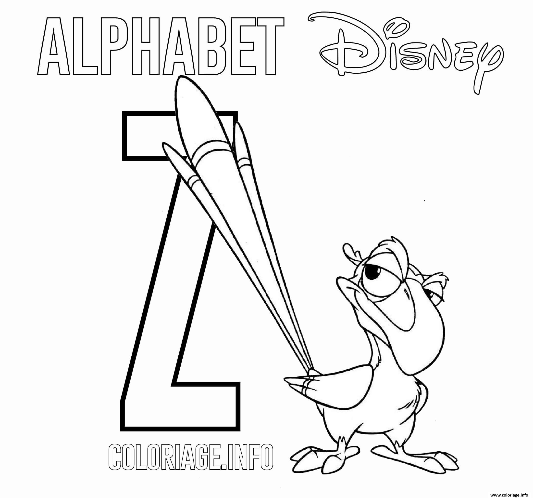 Coloriage Lettre Z Pour Zazu Dessin Alphabet Disney À Imprimer dedans N Dessin Lettre