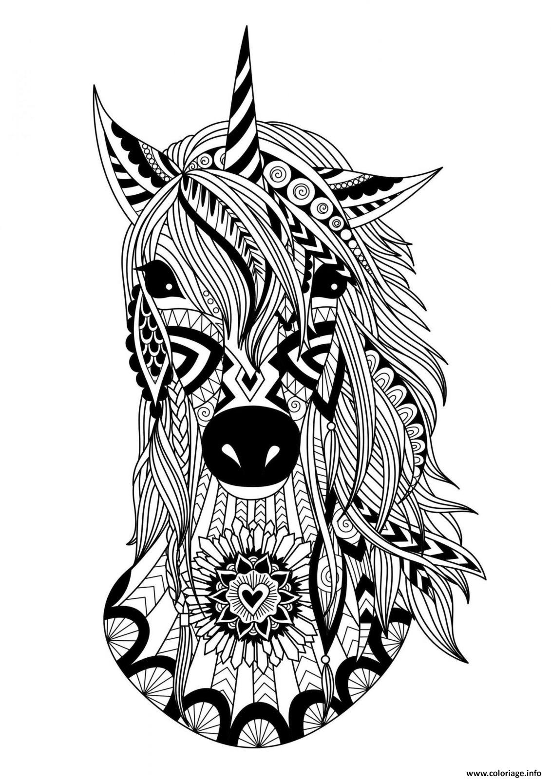 Coloriage Licorne Adulte Antistress Dessin Mandala Licorne dedans Coloriage Licorne
