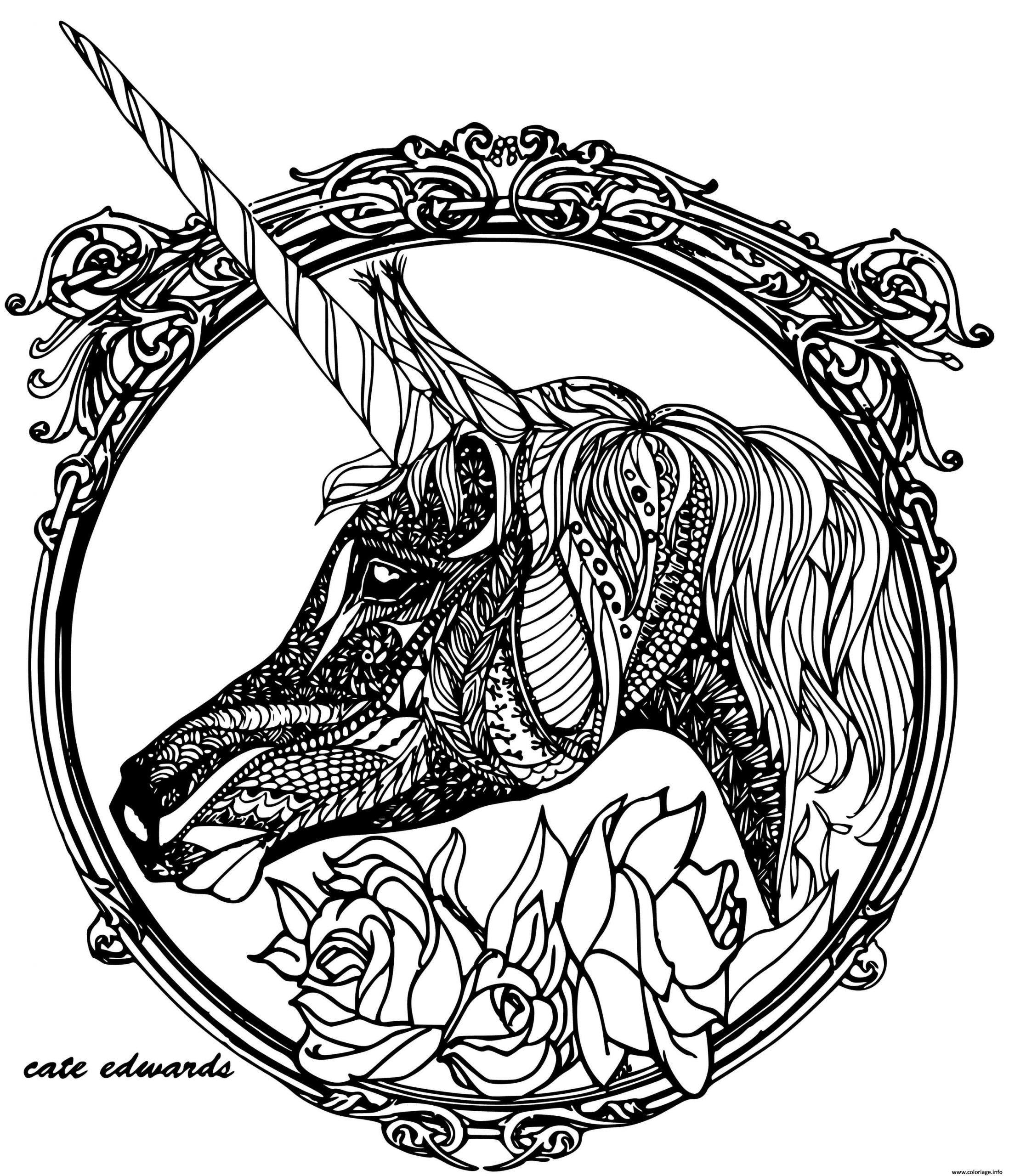 Coloriage Licorne Adulte Fleurs Dessin serapportantà Coloriage Dessin Licorne