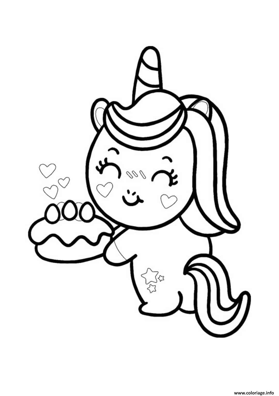 Coloriage Licorne Avec Gateau Anniversaire Dessin Licorne dedans Coloriage Dessin Licorne