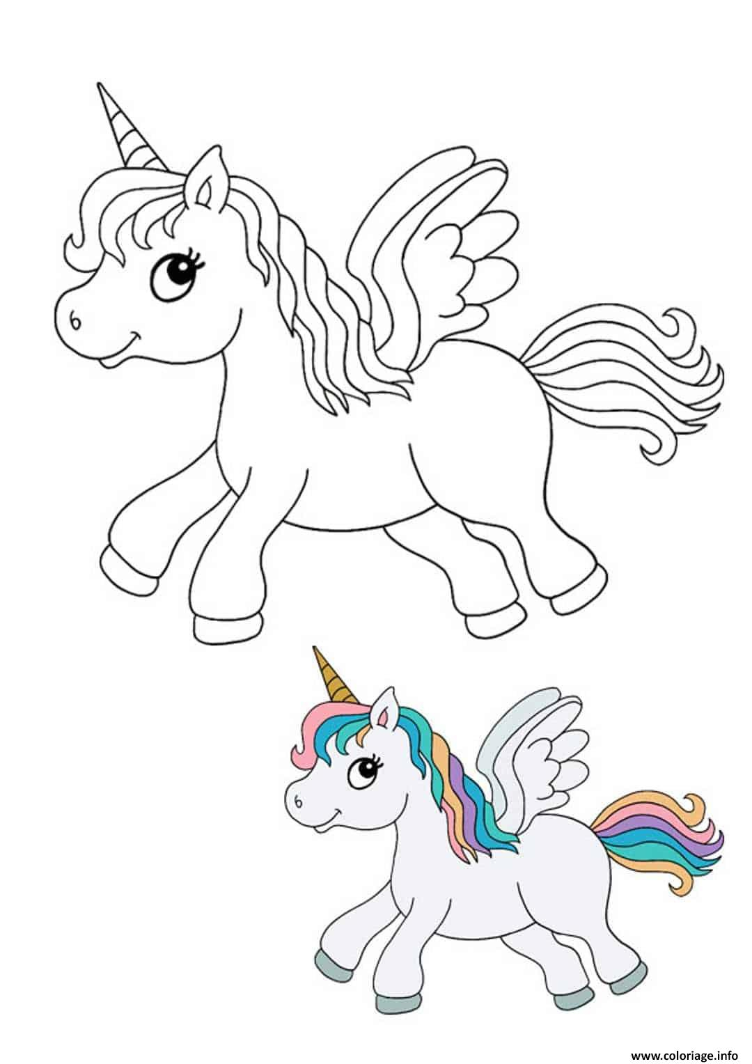 Coloriage Licorne Cheval Avec Des Cheveux Colores Dessin pour Coloriage Licorne 0 Imprimer