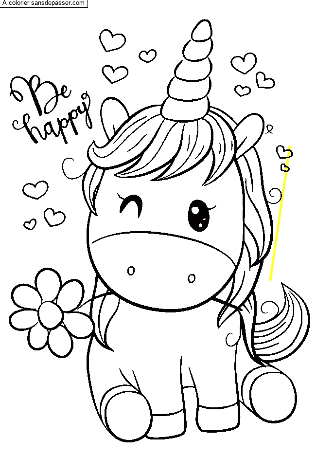 Coloriage Licorne Et Petite Fille - Sans Dépasser pour Coloriage Licorne