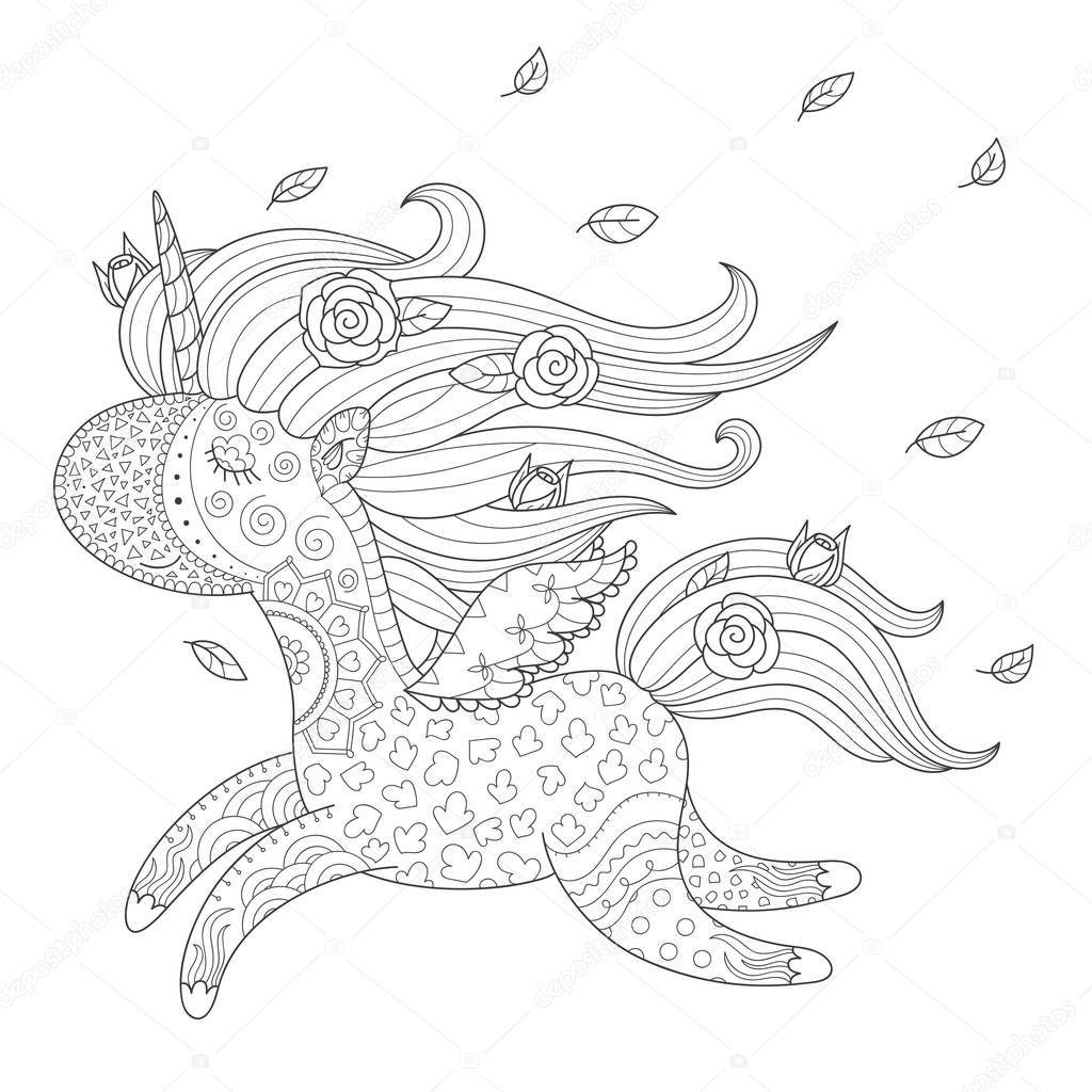 Coloriage Licorne — Image Vectorielle Natalie-Art © #140526448 tout Coloriage Unicorn Dessin