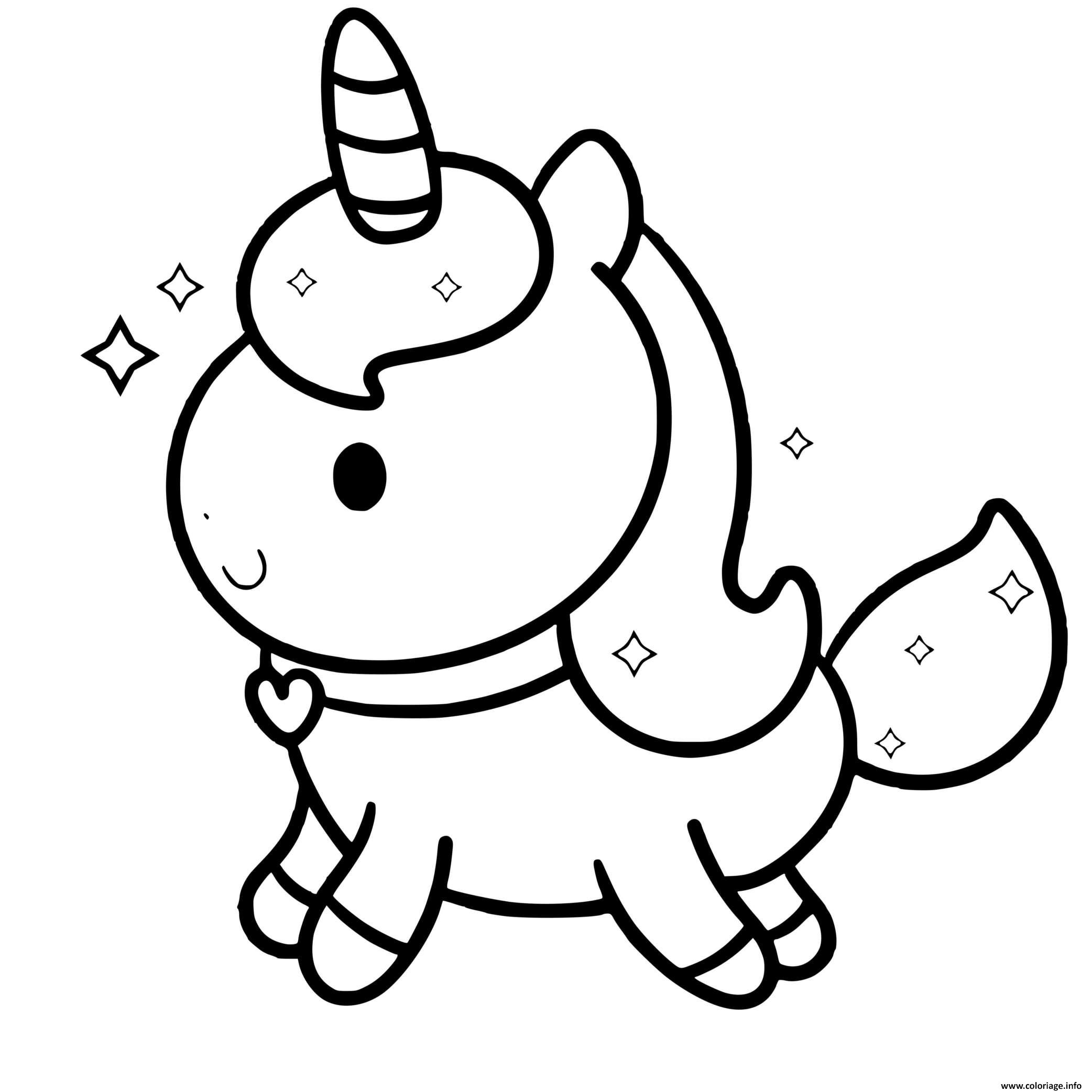 Coloriage Licorne Kawaii Au Galop Dessin dedans Coloriage Kawaii Animaux