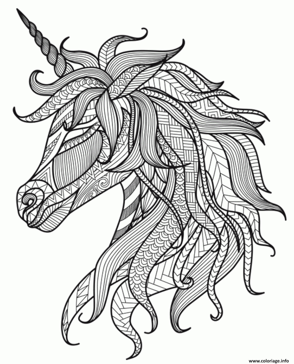 Coloriage Licorne Mandala Pour Adulte Difficile Dessin concernant Coloriage Unicorn,