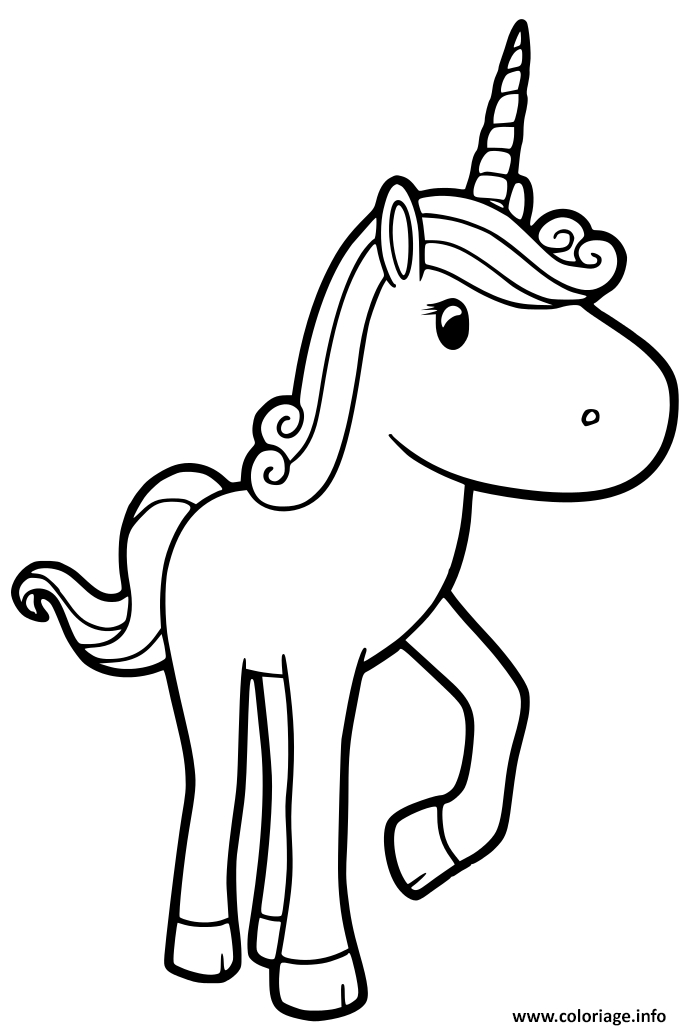 Coloriage Licorne Simple Enfant Facile Dessin Licorne À dedans Dessin Coloriage Simple