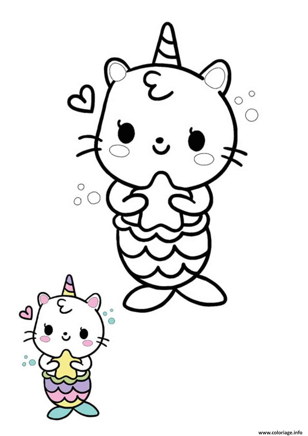 Coloriage Licorne Sirene Chat Kawaii Dessin Licorne À Imprimer serapportantà Coloriage Kawaii Animaux