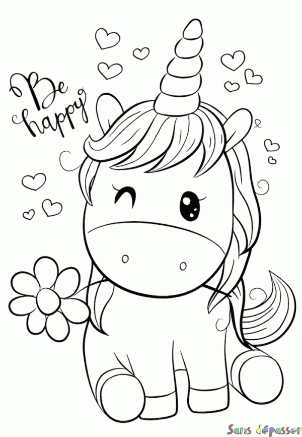 Coloriage Licorne Souriante - Sans Dépasser intérieur Dessin 0 Colorier Licorne