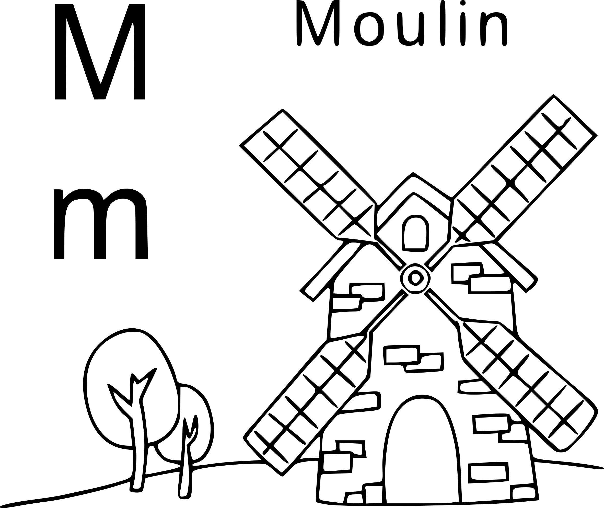 Coloriage M Comme Moulin À Imprimer tout M_Dessin,