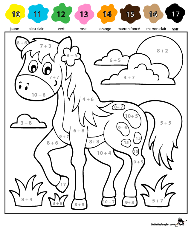 Coloriage Magique ; Additions Dont Le Résultat Est 10, 11 avec Dessin 6 Ans Facile,