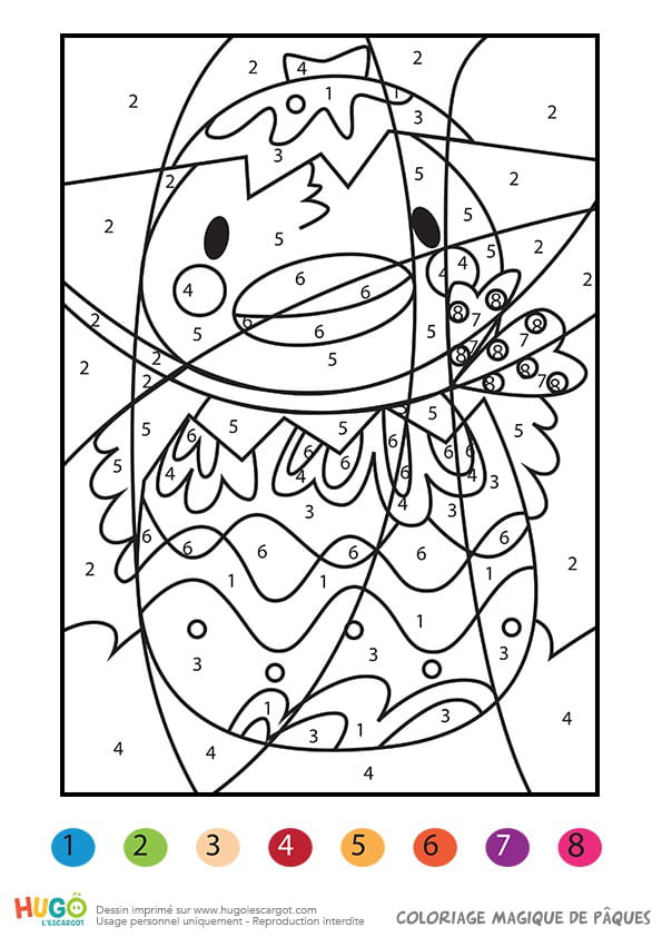 Coloriage Magique D&amp;#039;Un Poussin De Pâques destiné Dessin De Coloriage Magique