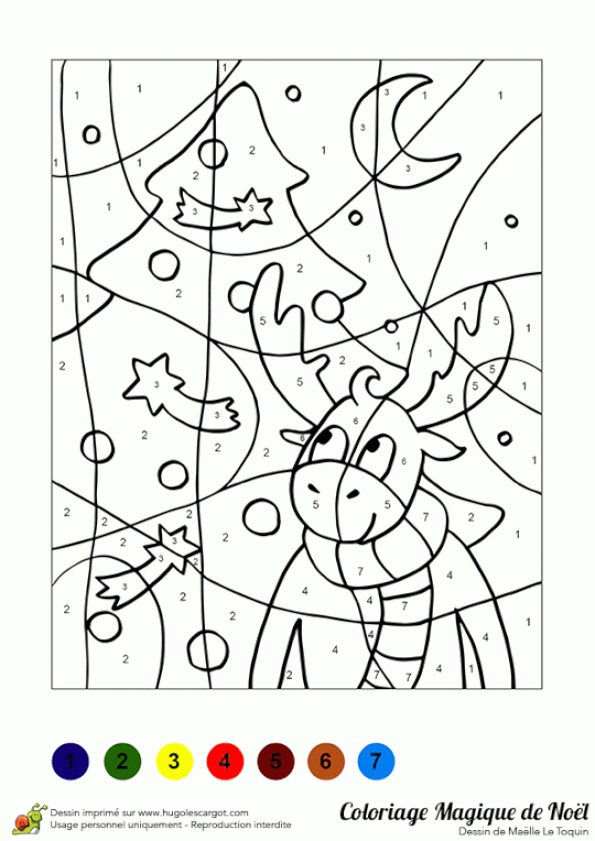 Coloriage Magique D&amp;#039;Un Sapin Et D&amp;#039;Un Renne De Noël intérieur Coloriage Magique Confusion B Et D