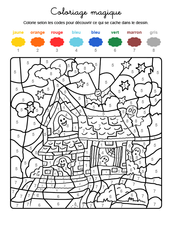 Coloriage Magique En Français: La Casa De Los Fantasmas De encequiconcerne Coloriage Magique O