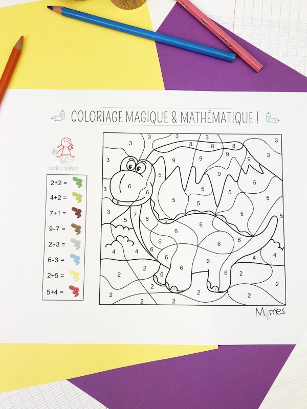 Coloriage Magique Et Mathématique : Le Dinosaure dedans Coloriage Magique 1 À 3