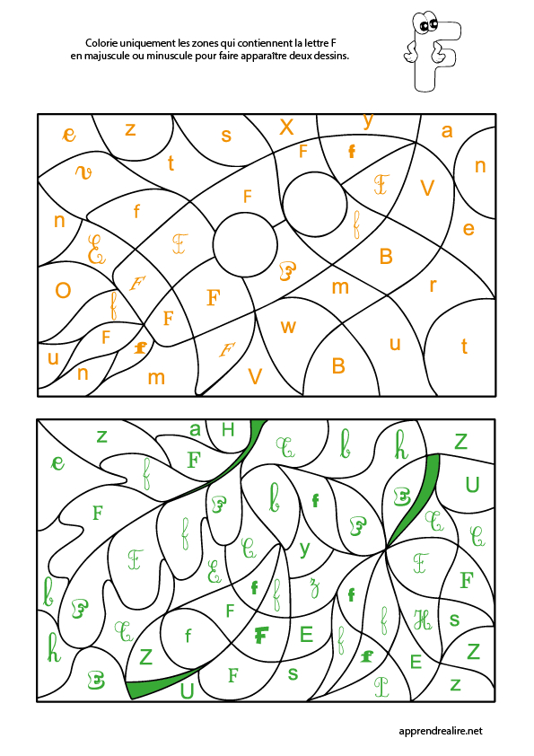 Coloriage Magique, Lettre F - Apprendre À Lire | Coloriage pour G Coloriage