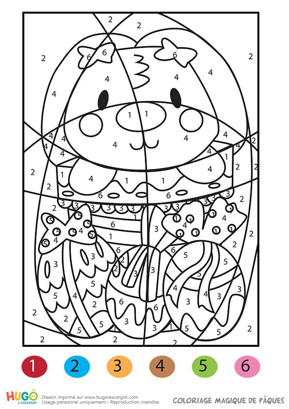 Coloriage Magique Panier Et Lapin De Pâques concernant Dessin De Coloriage Magique