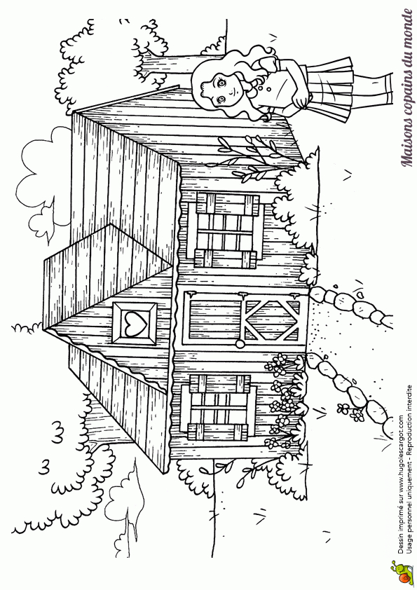 Coloriage Maison Monde Cottage Sur Hugolescargot à Coloriage Dessin Maison